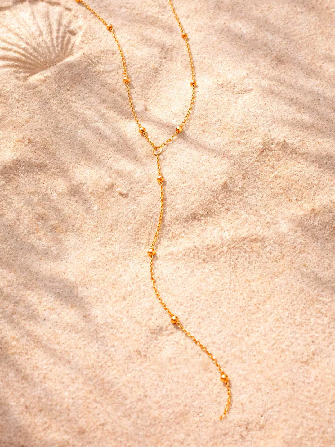 Demi Fine 18K Gold Plated Stainless steel Ball Bead Chain Lariat Drop Necklace Length - 40 cm