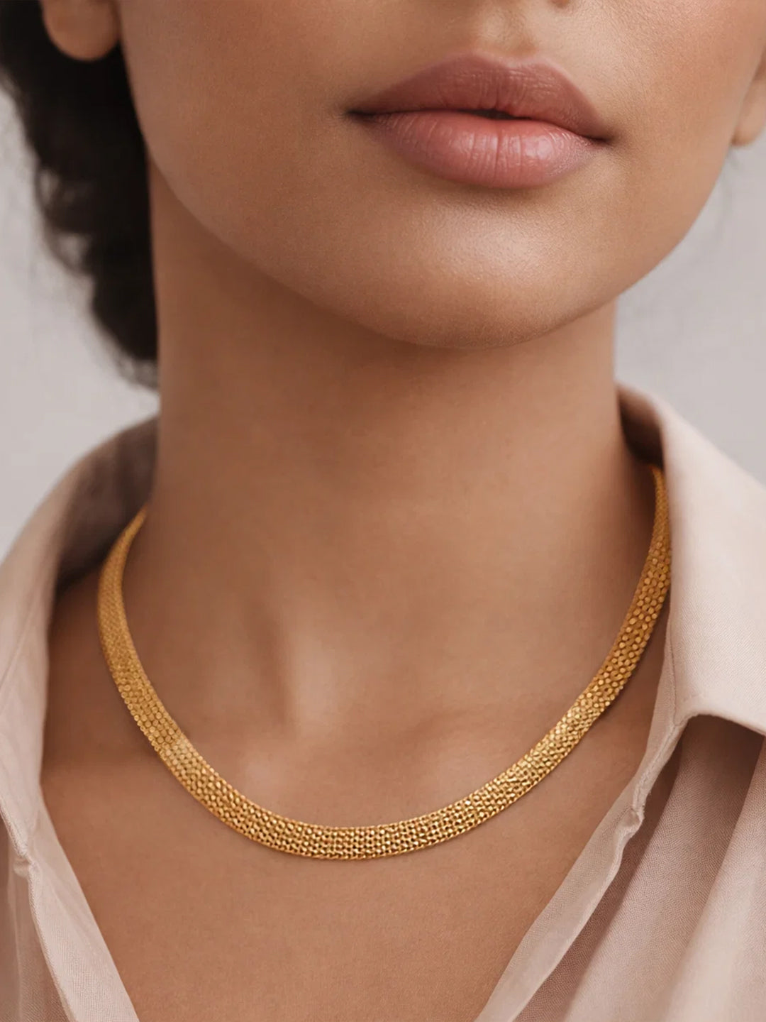 Demi Fine 18K Gold Plated Stainless steel Mesh Chain Necklace Length - 16.4 cm