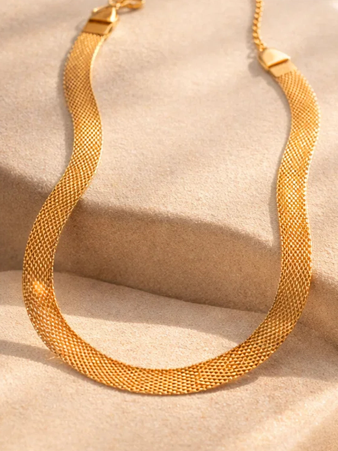 Demi Fine 18K Gold Plated Stainless steel Mesh Chain Necklace Length - 16.4 cm