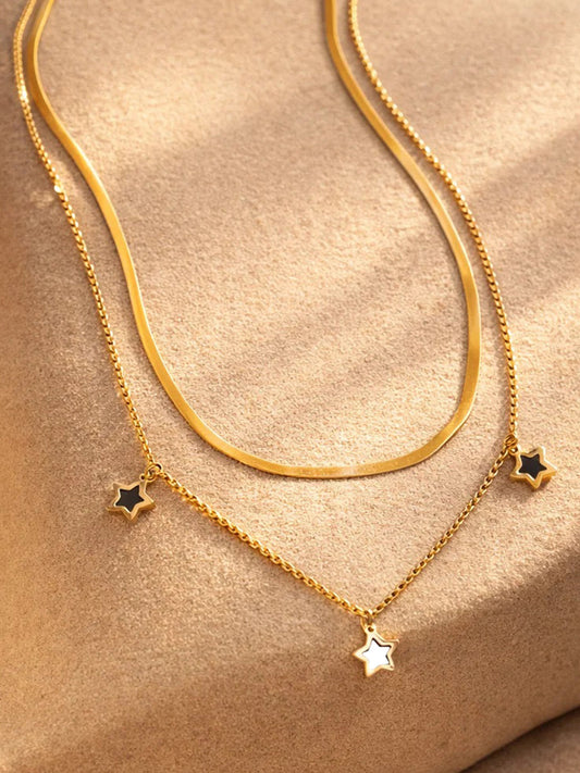 Demi Fine 18K Gold Plated Stainless steel Layered Chain Star Charm Necklace Length - 22.7 cm