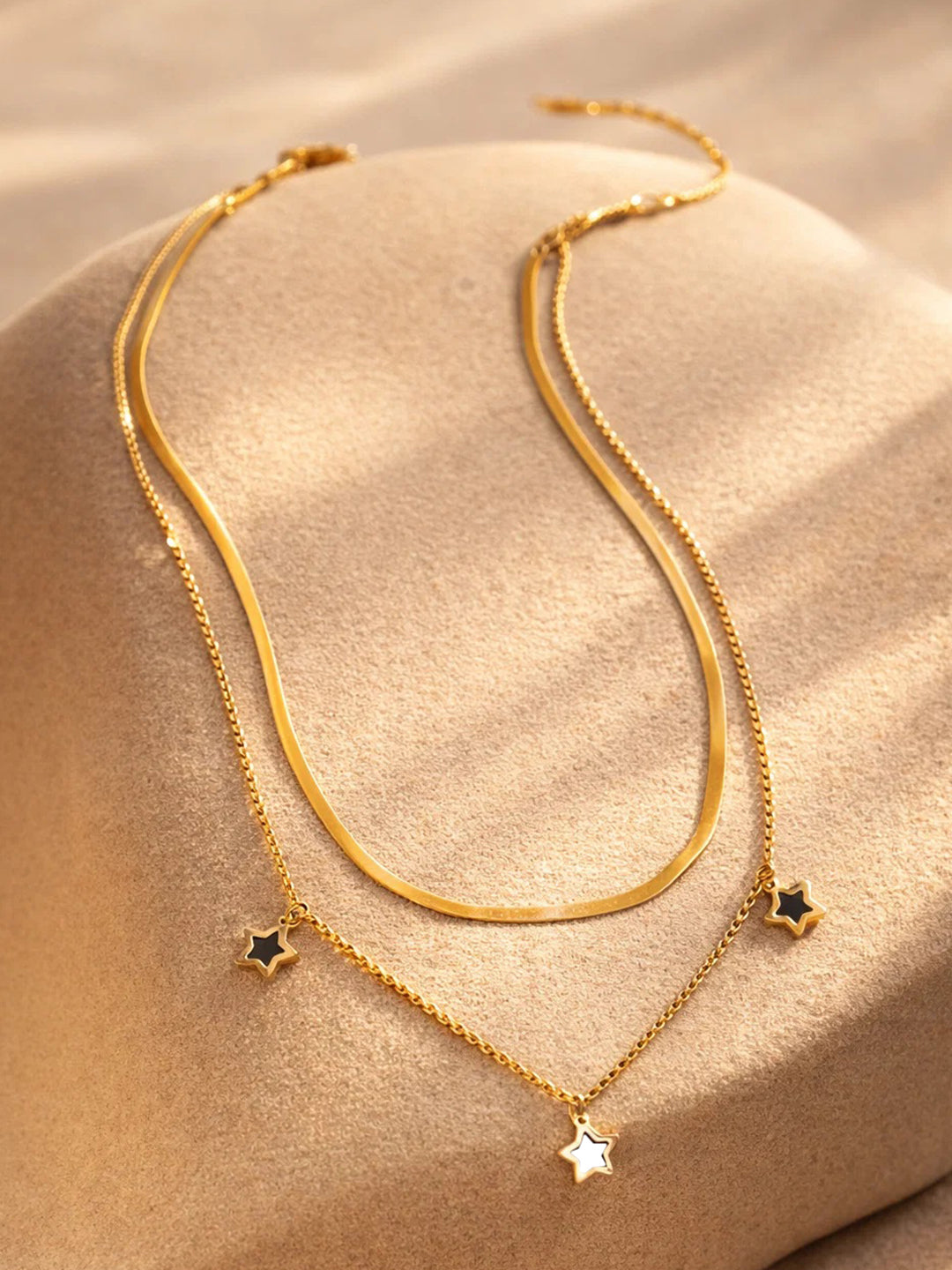 Demi Fine 18K Gold Plated Stainless steel Layered Chain Star Charm Necklace Length - 22.7 cm