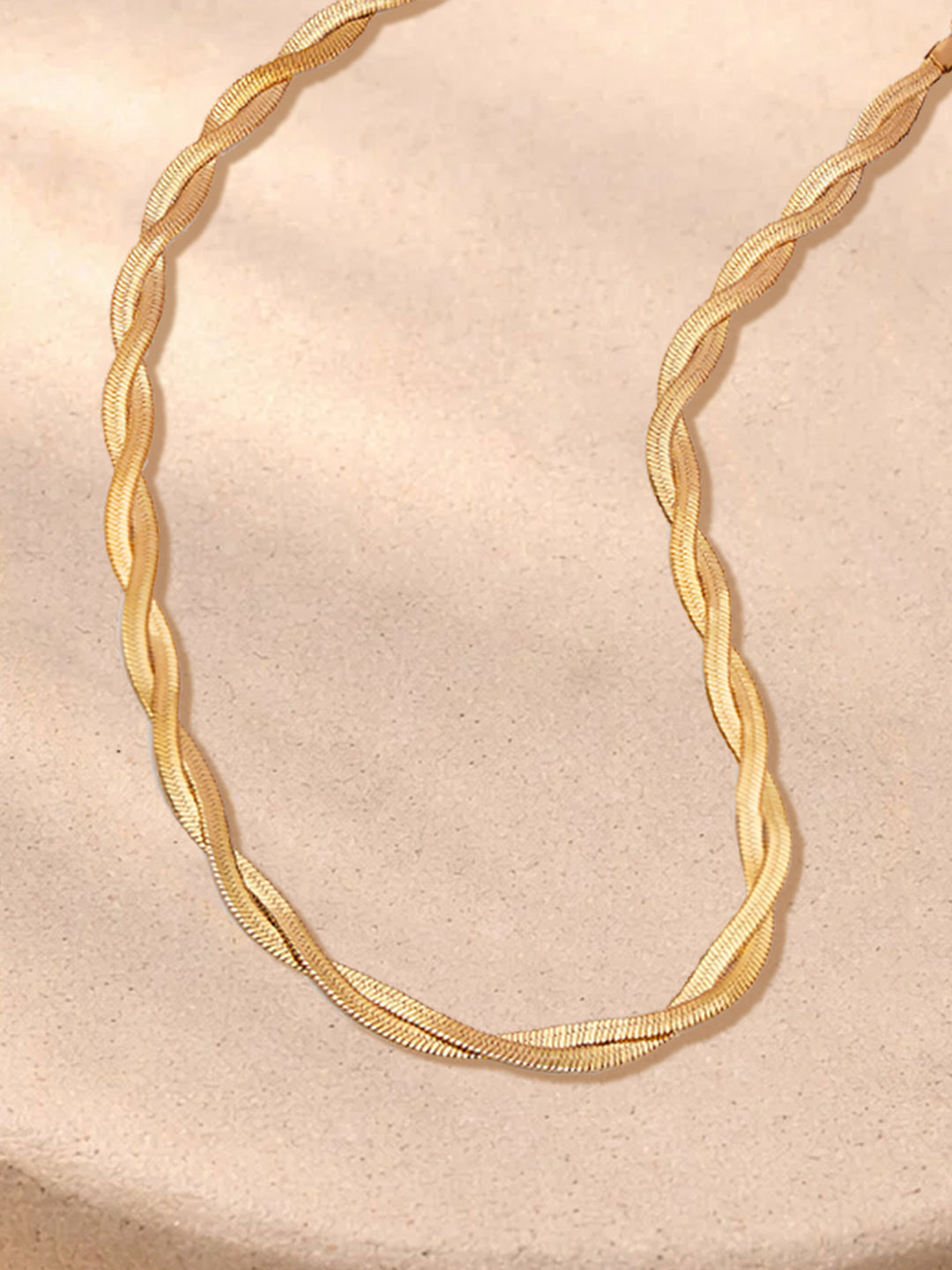 Demi Fine 18K Gold Plated Stainless steel Twisted Snake Chain Necklace Length - 19.2 cm
