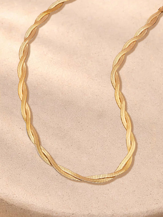 Demi Fine 18K Gold Plated Stainless steel Twisted Snake Chain Necklace Length - 19.2 cm