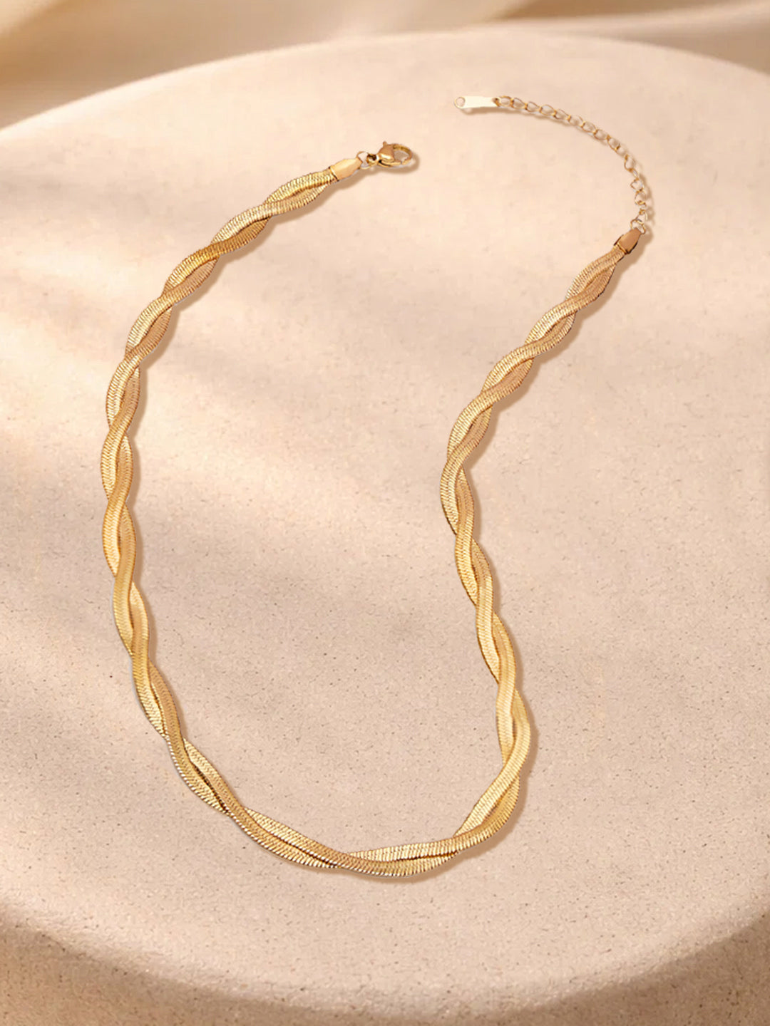 Demi Fine 18K Gold Plated Stainless steel Twisted Snake Chain Necklace Length - 19.2 cm