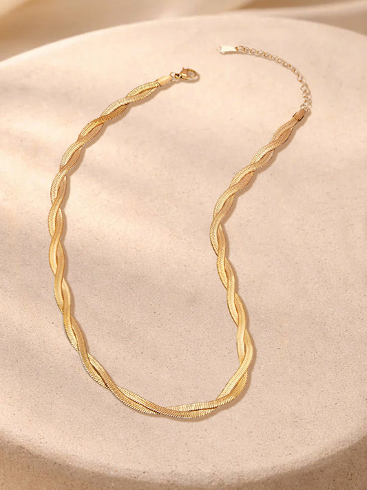 Demi Fine 18K Gold Plated Stainless steel Twisted Snake Chain Necklace Length - 19.2 cm