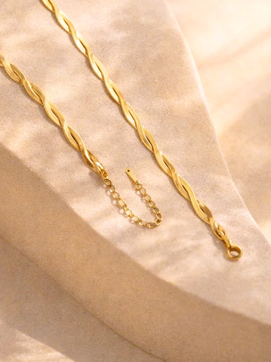 Demi Fine 18K Gold Plated Stainless steel Twisted Snake Chain Necklace Length - 19.2 cm