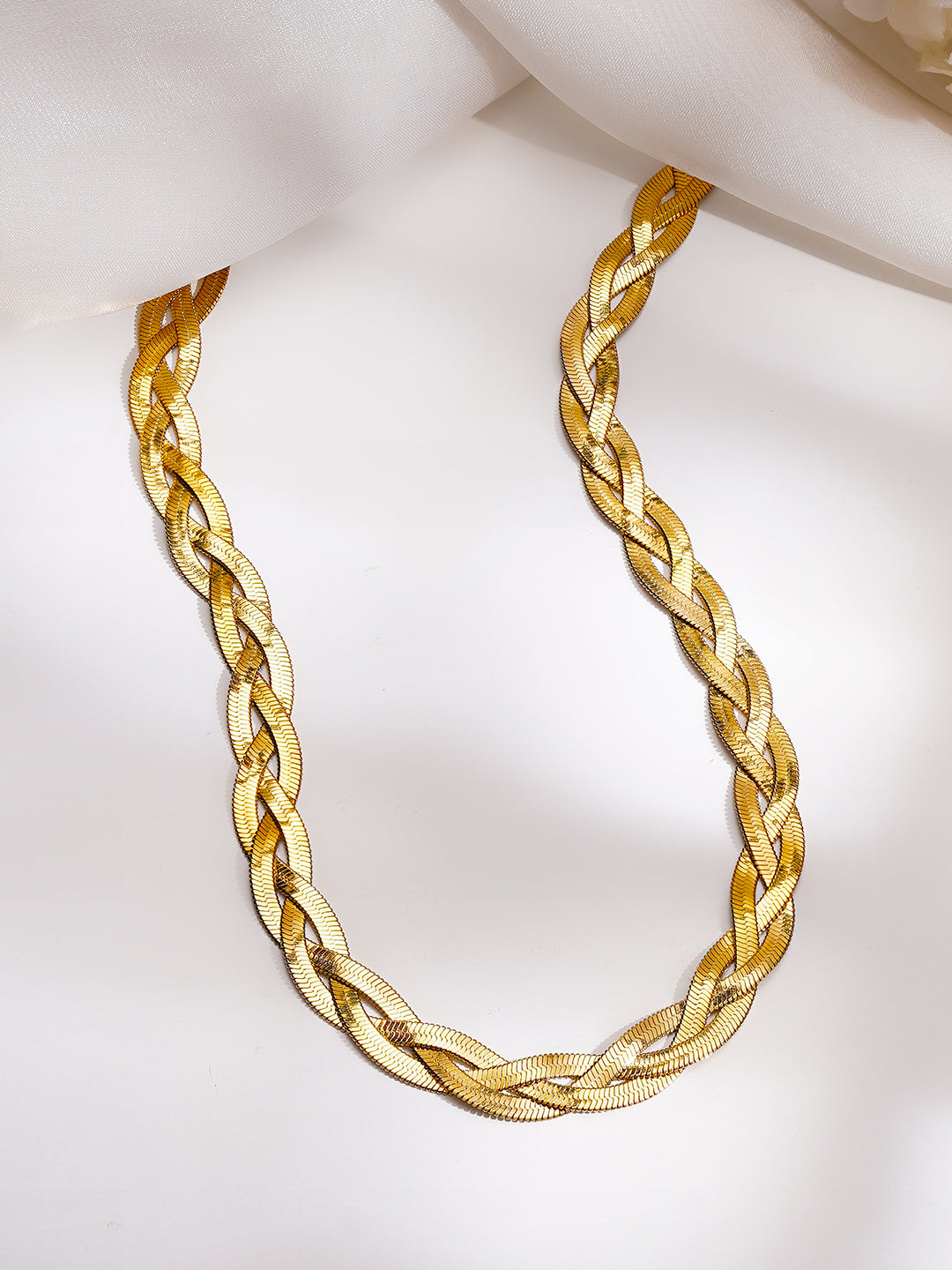 Demi Fine 18K Gold Plated Stainless steel Twisted Snake Chain Necklace Length - 19.5 cm