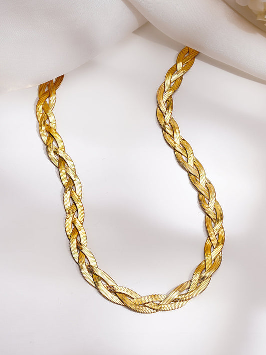 Demi Fine 18K Gold Plated Stainless steel Twisted Snake Chain Necklace Length - 19.5 cm