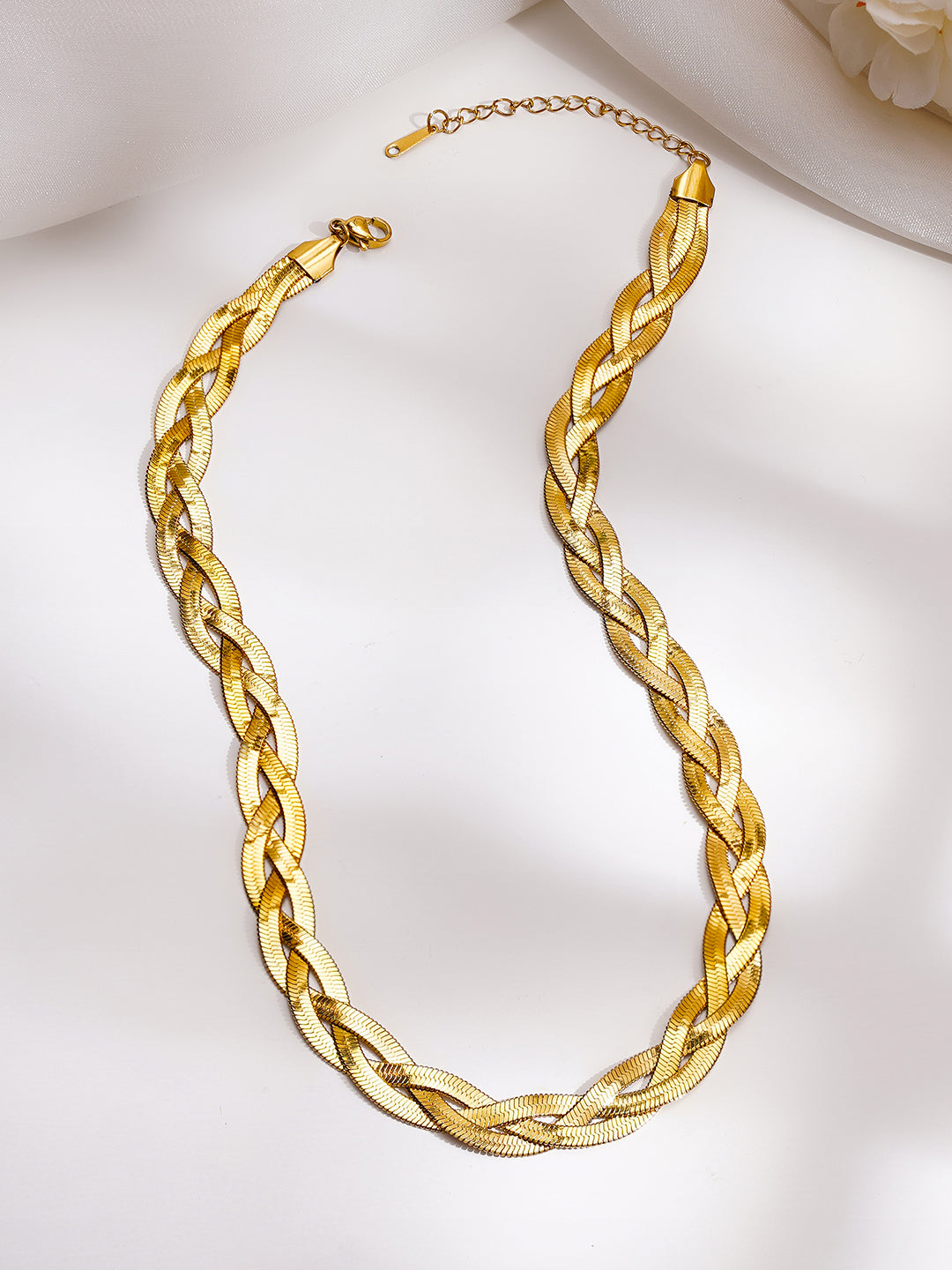 Demi Fine 18K Gold Plated Stainless steel Twisted Snake Chain Necklace Length - 19.5 cm