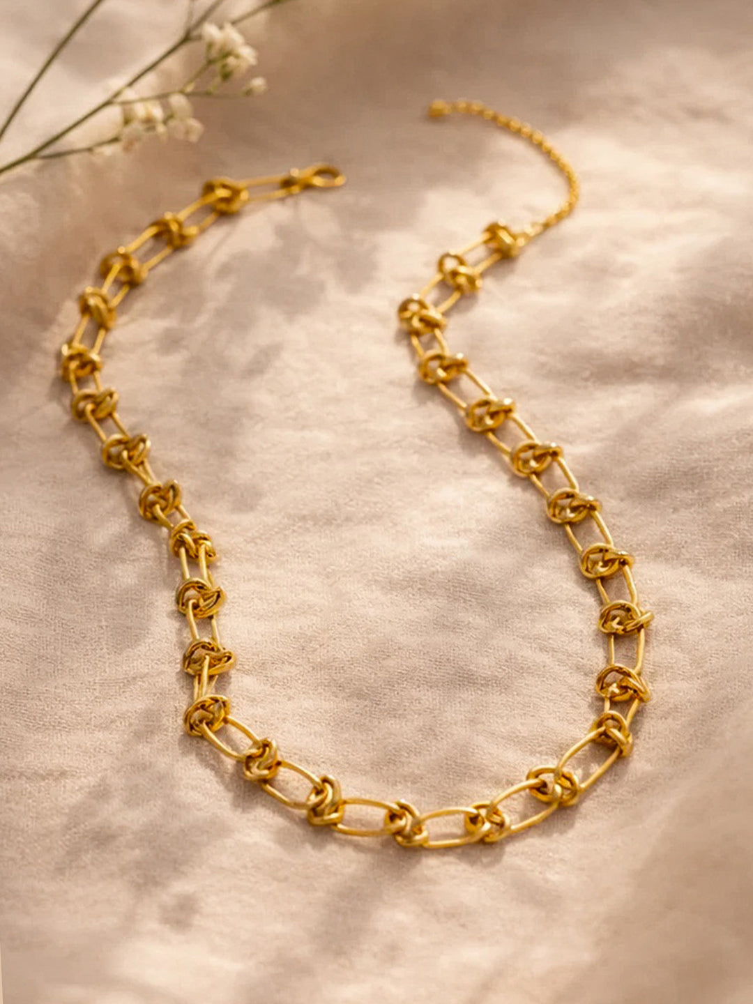 Demi Fine 18K Gold Plated Stainless steel Knot Chunky Link Chain Necklace Length - 21 cm