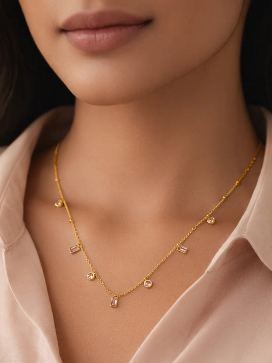 Demi Fine 18K Gold Plated Stainless steel Crystal Charm Chain Necklace Length - 20.5 cm