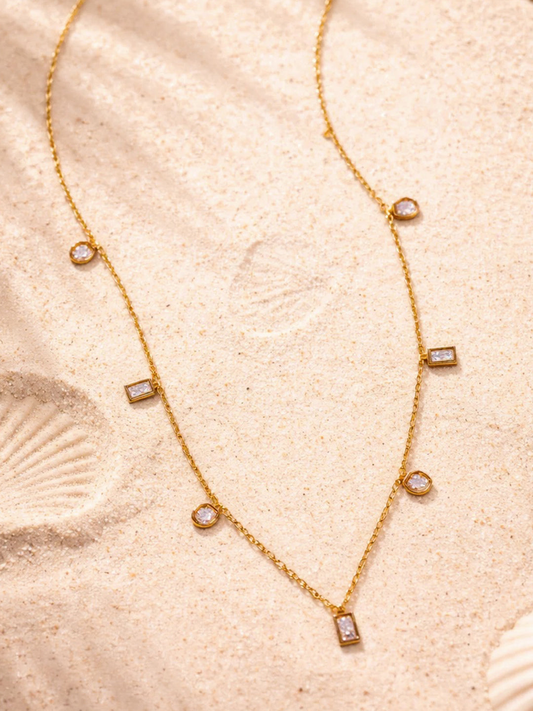 Demi Fine 18K Gold Plated Stainless steel Crystal Charm Chain Necklace Length - 20.5 cm