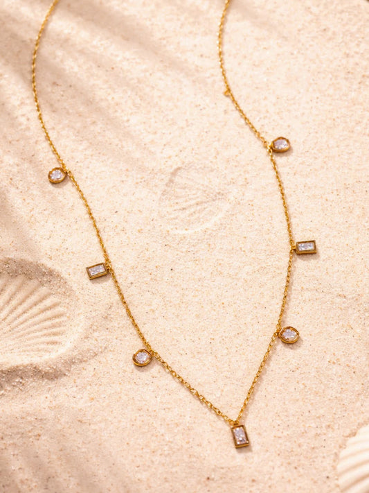 Demi Fine 18K Gold Plated Stainless steel Crystal Charm Chain Necklace Length - 20.5 cm