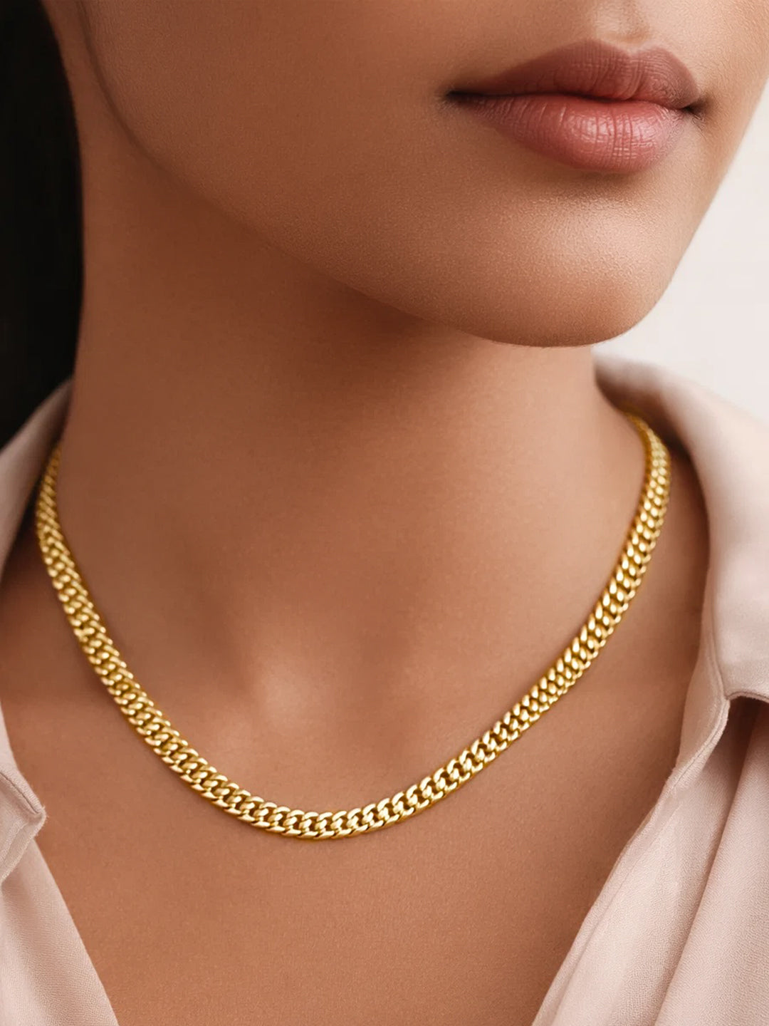 Demi Fine 18K Gold Plated Stainless steel Patterned Chain Necklace Length - 18.5 cm