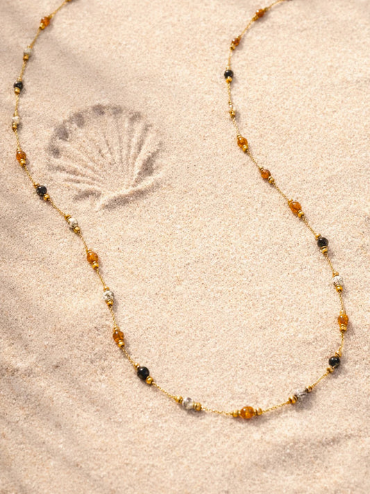 Demi Fine 18K Gold Plated Stainless steel Multicolor Beaded Chain Necklace Length - 20 cm