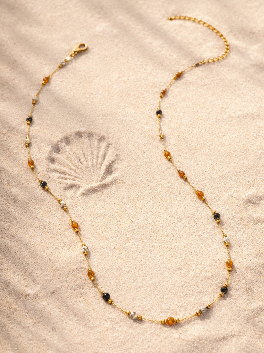 Demi Fine 18K Gold Plated Stainless steel Multicolor Beaded Chain Necklace Length - 20 cm