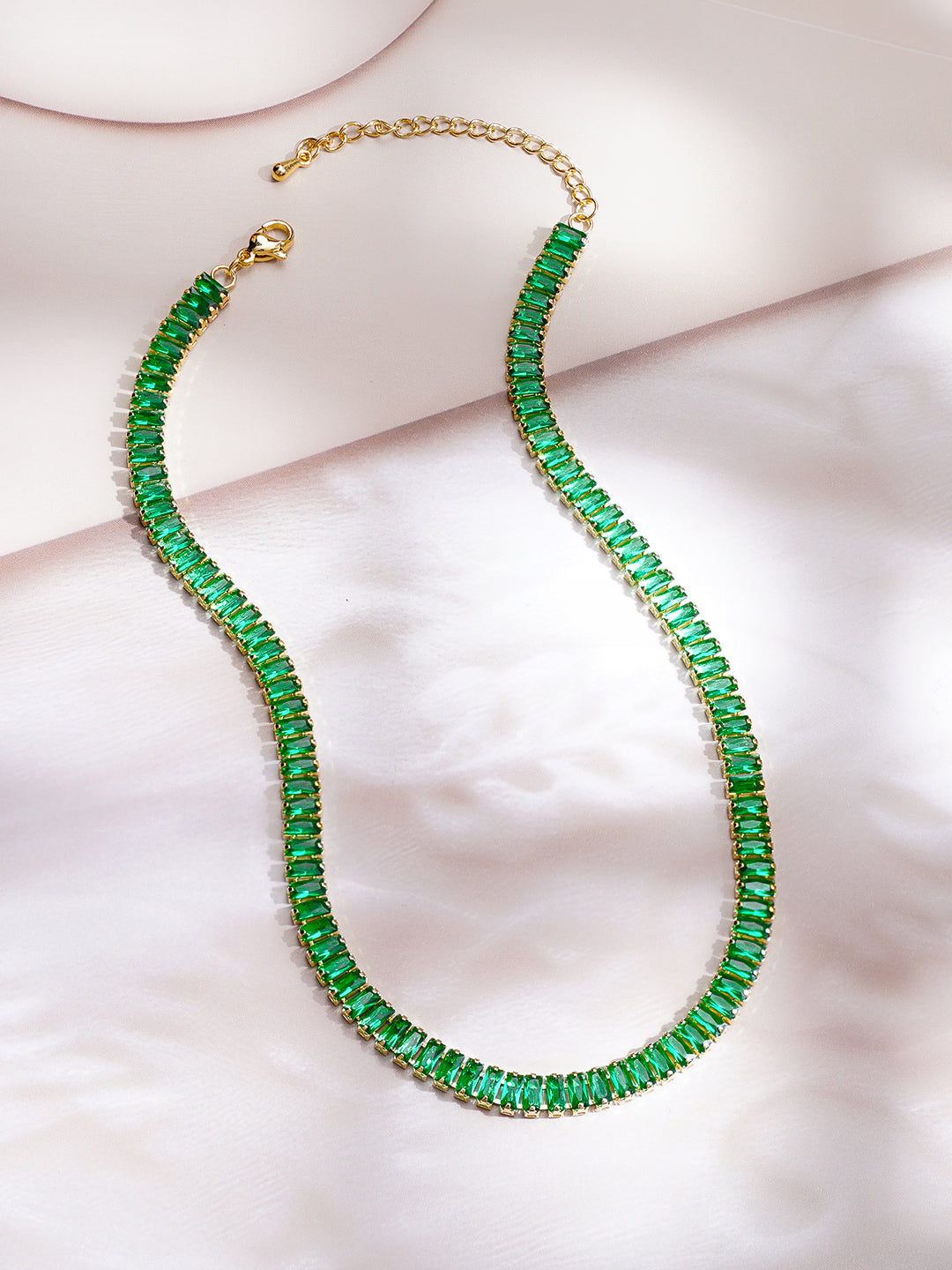 Demi Fine 18K Gold Plated Stainless steel Emerald Chunky Chain Necklace フリーサイズ