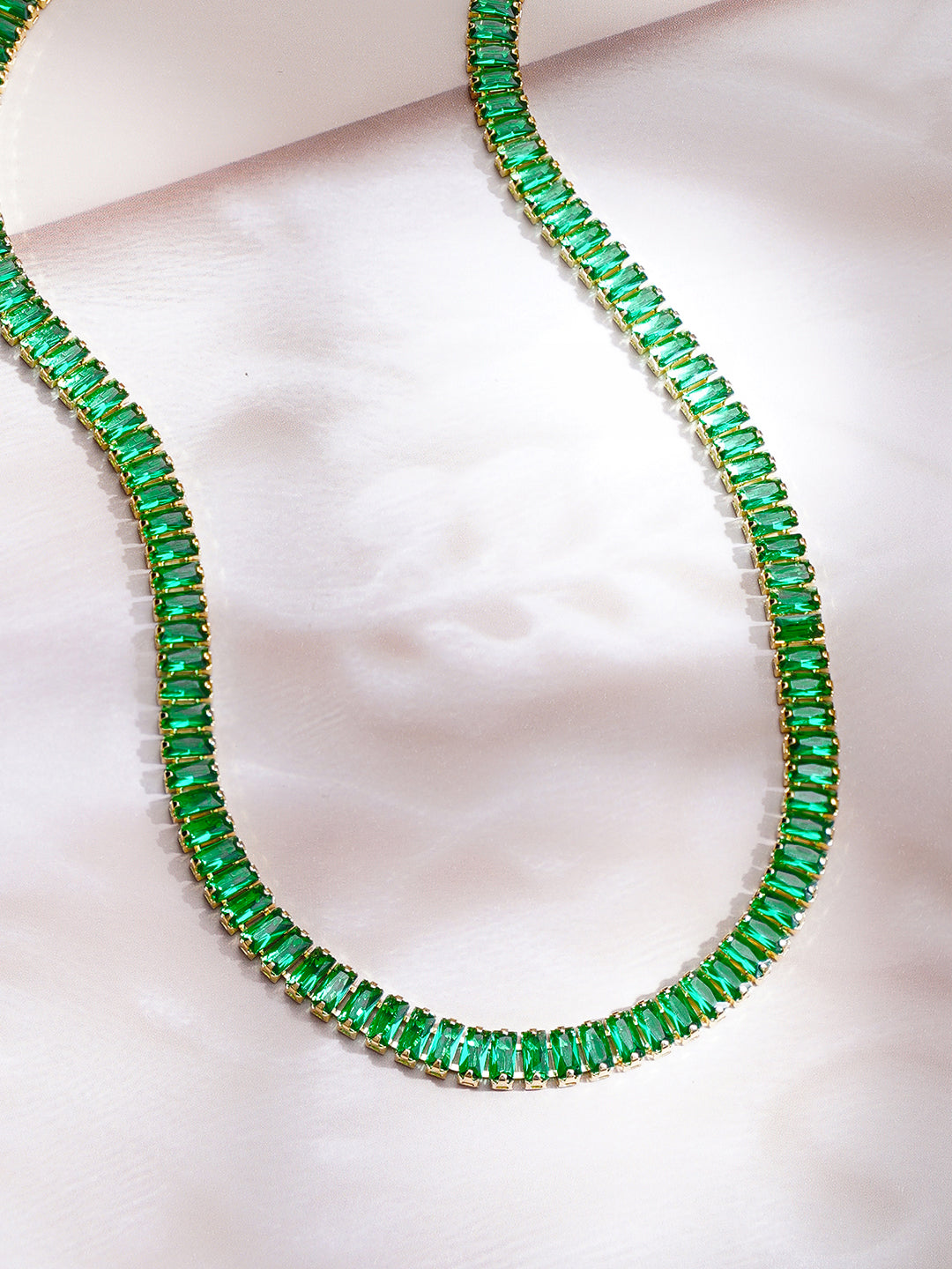 Demi Fine 18K Gold Plated Stainless steel Emerald Chunky Chain Necklace フリーサイズ