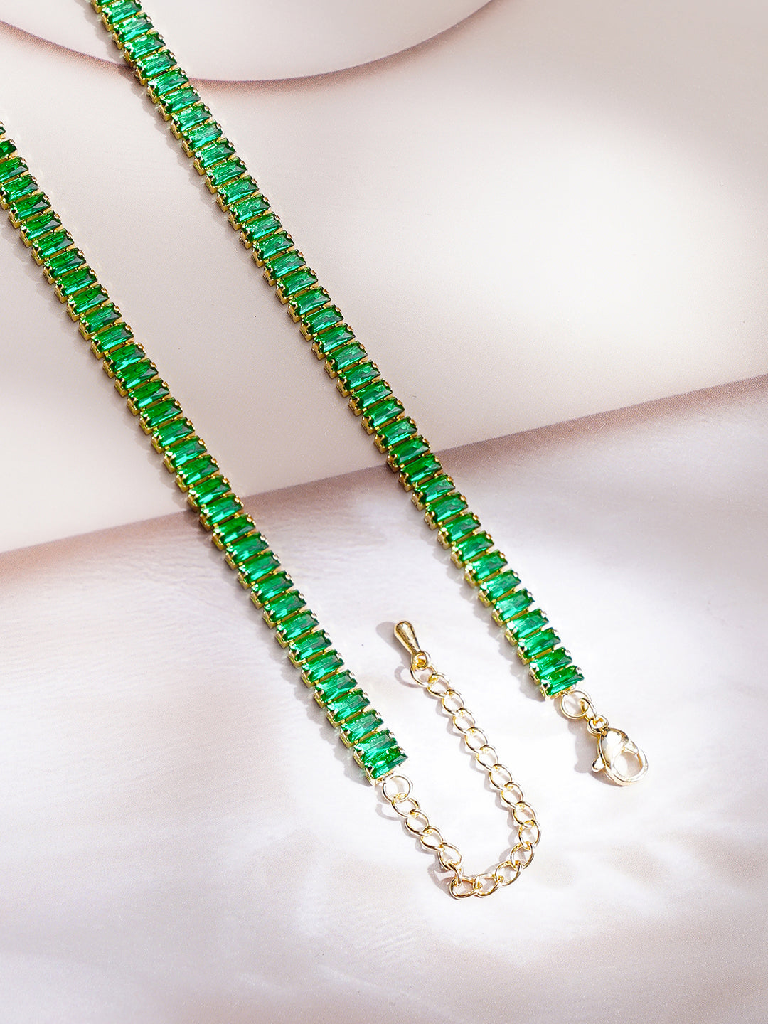 Demi Fine 18K Gold Plated Stainless steel Emerald Chunky Chain Necklace フリーサイズ