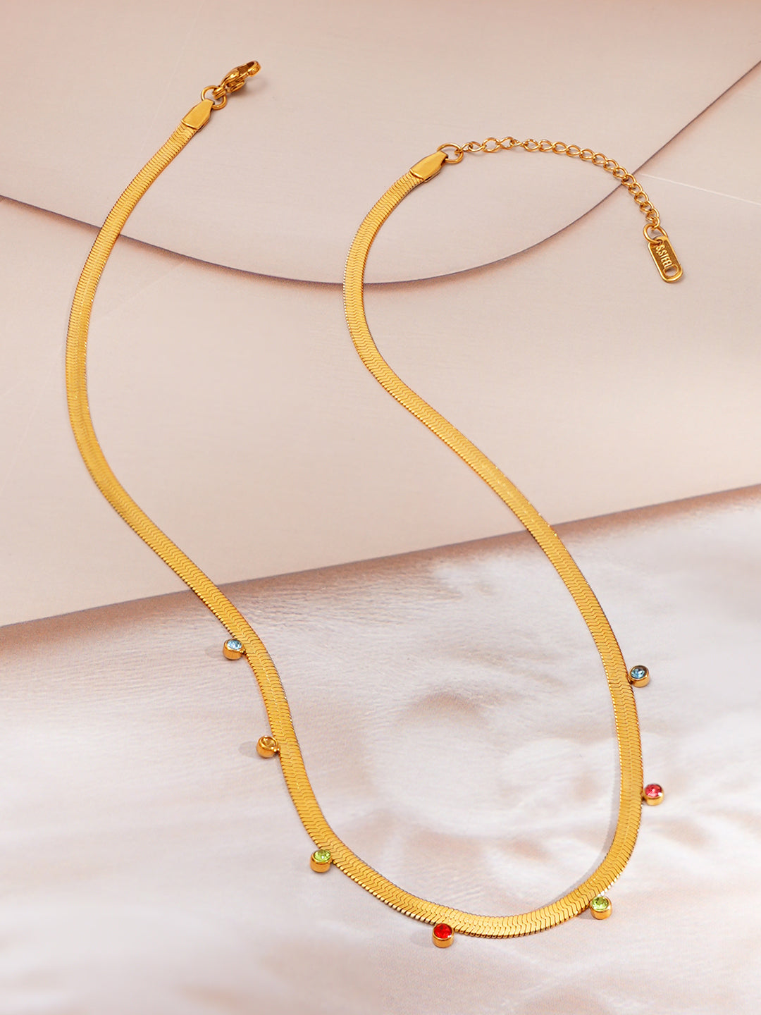 Demi Fine 18K Gold Plated Stainless steel Multi-Crystal Drop Chain Necklace Length - 8.5 cm