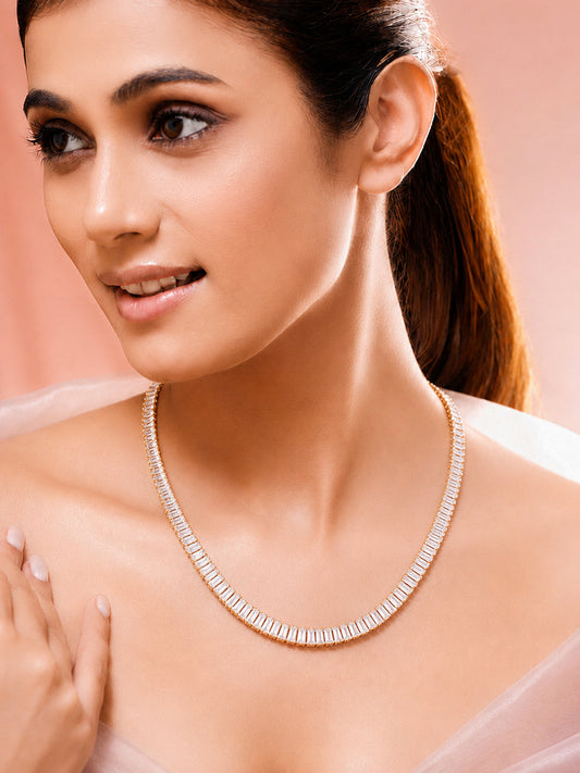 Demi Fine 18K Gold Plated Stainless steel Crystal Chunky Chain Necklace フリーサイズ