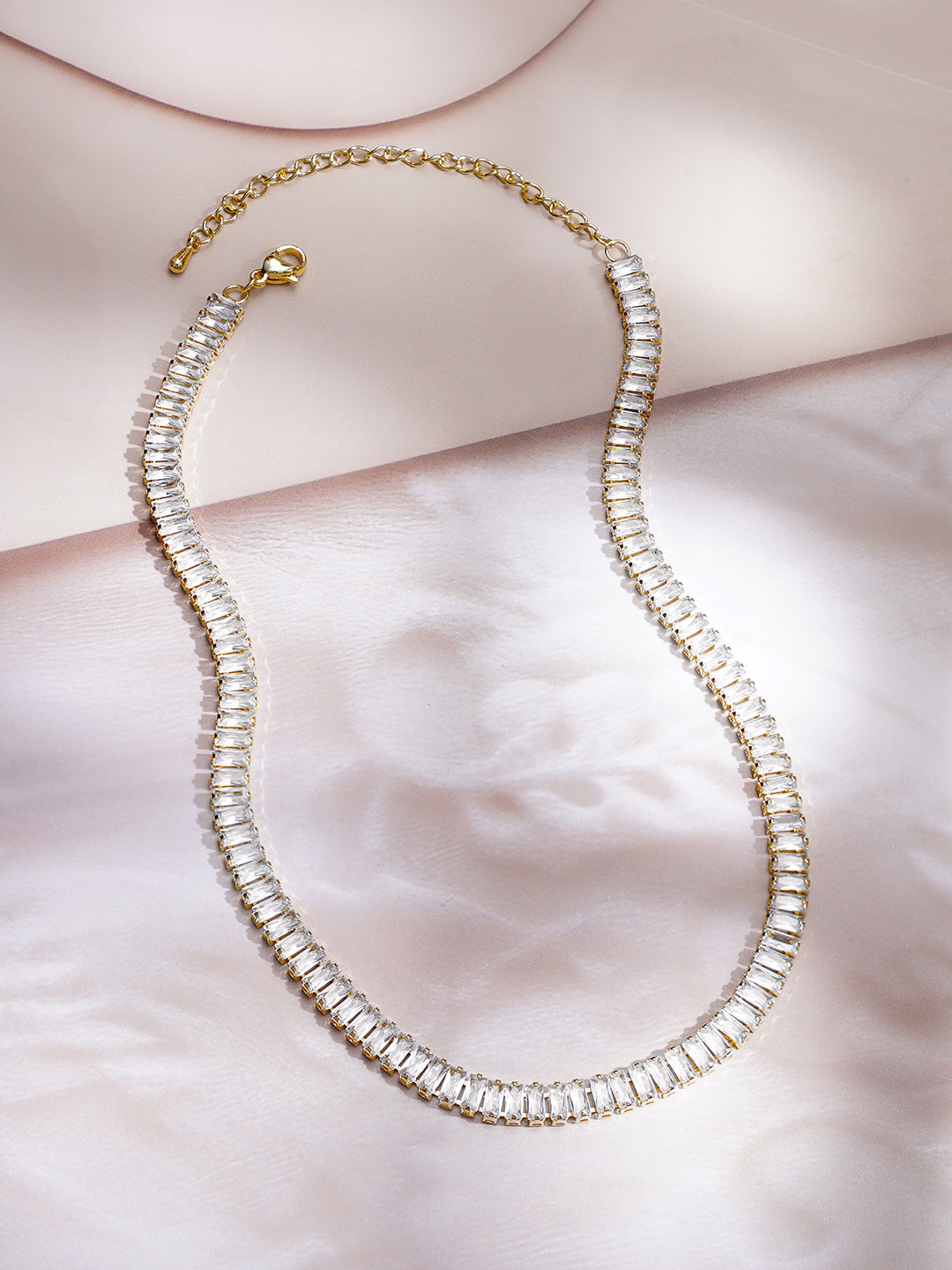 Demi Fine 18K Gold Plated Stainless steel Crystal Chunky Chain Necklace フリーサイズ