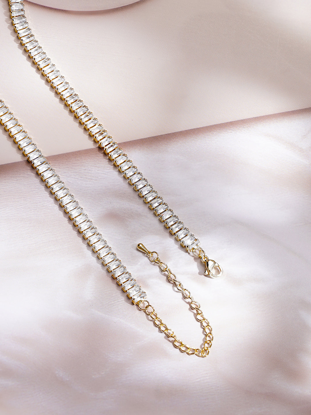 Demi Fine 18K Gold Plated Stainless steel Crystal Chunky Chain Necklace フリーサイズ
