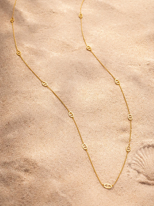 Demi Fine 18K Gold Plated Stainless steel Layer Long Chain Oval Motif Necklace Length - 27.7 cm