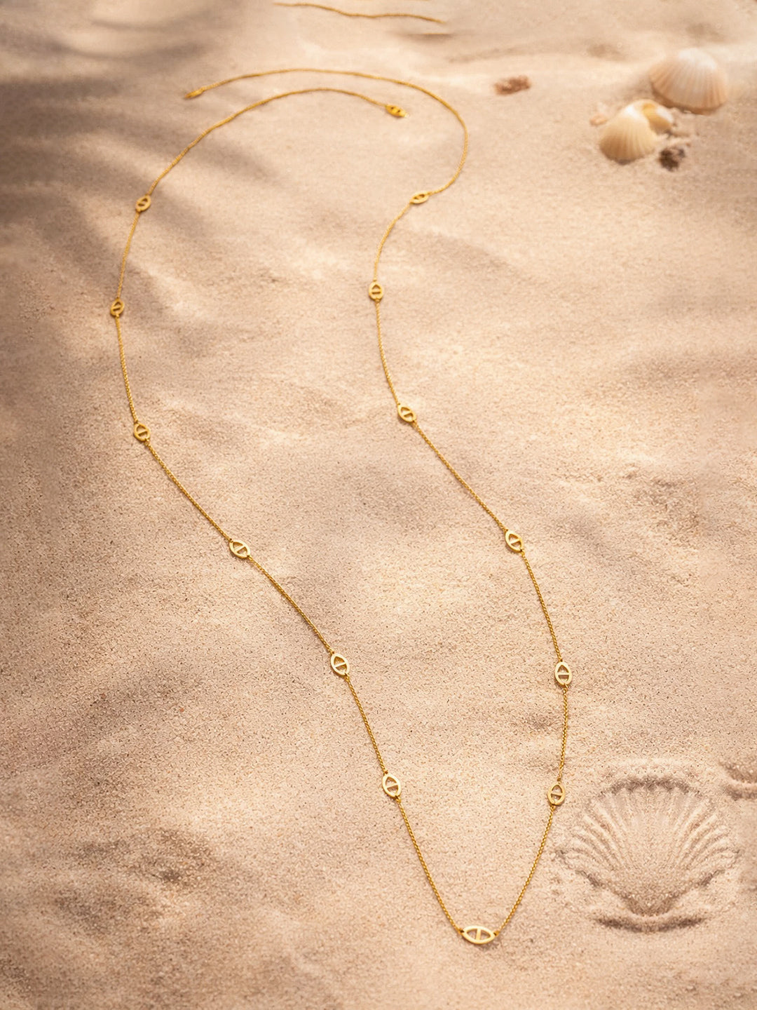 Demi Fine 18K Gold Plated Stainless steel Layer Long Chain Oval Motif Necklace Length - 27.7 cm