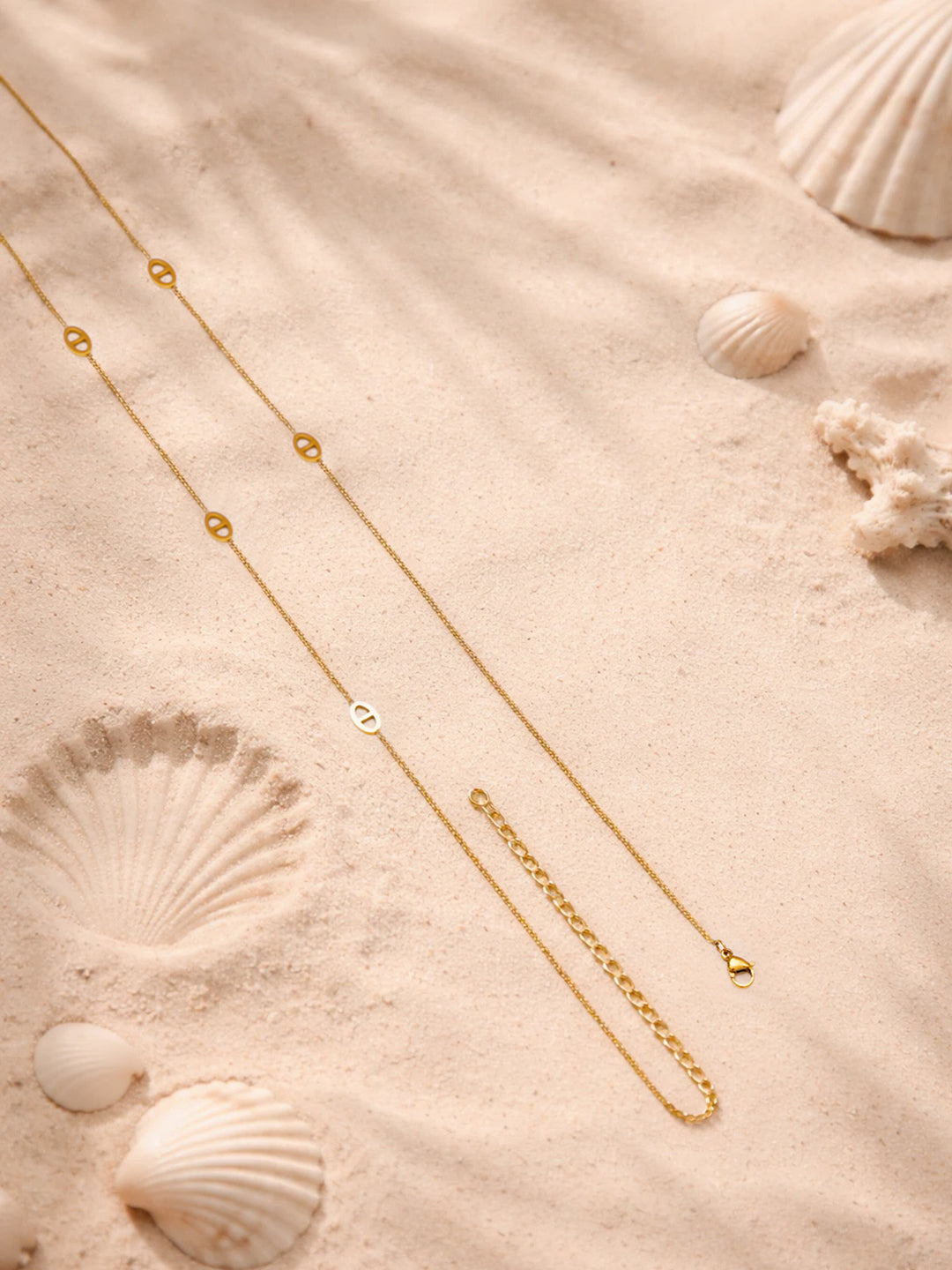 Demi Fine 18K Gold Plated Stainless steel Layer Long Chain Oval Motif Necklace Length - 27.7 cm
