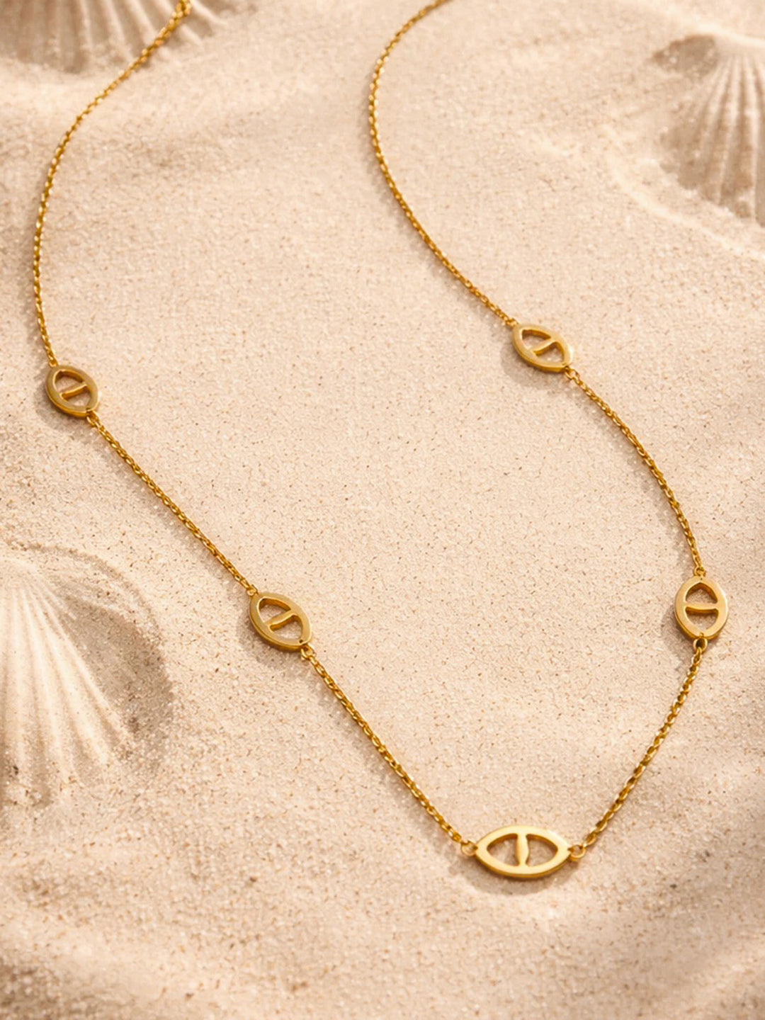 Demi Fine 18K Gold Plated Stainless steel Oval Link Accent Chain Necklace Length - 19.2 cm