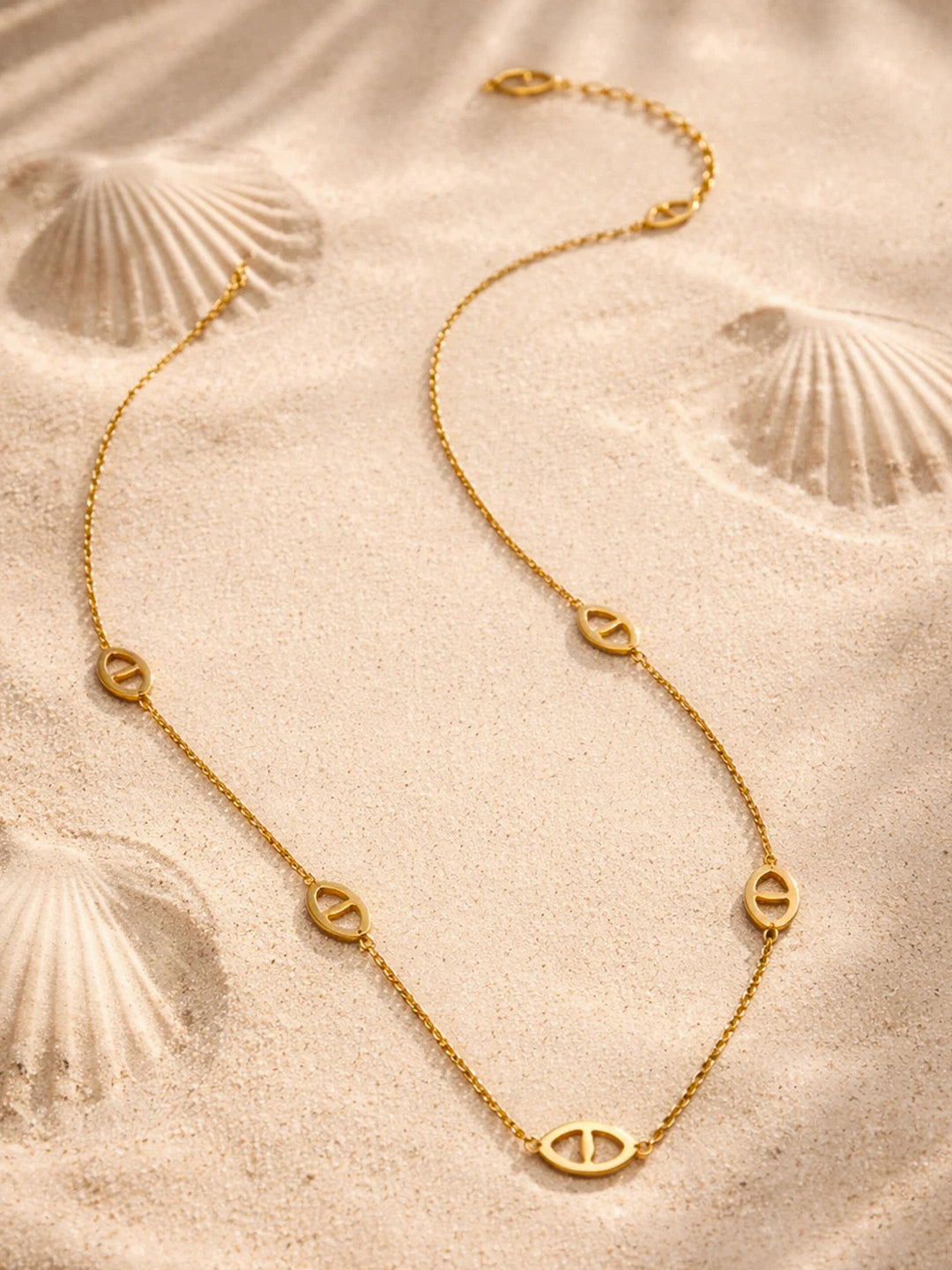 Demi Fine 18K Gold Plated Stainless steel Oval Link Accent Chain Necklace Length - 19.2 cm