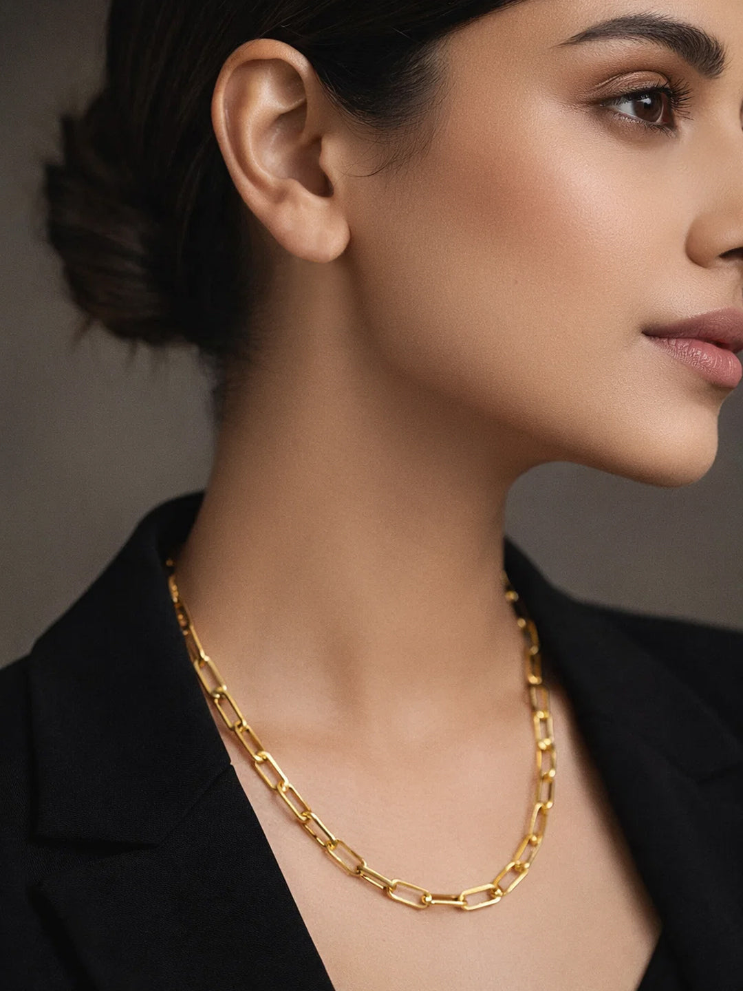 Demi Fine 18K Gold Plated Stainless steel Chunky Paperclip Chain Necklace Length - 23.7 cm