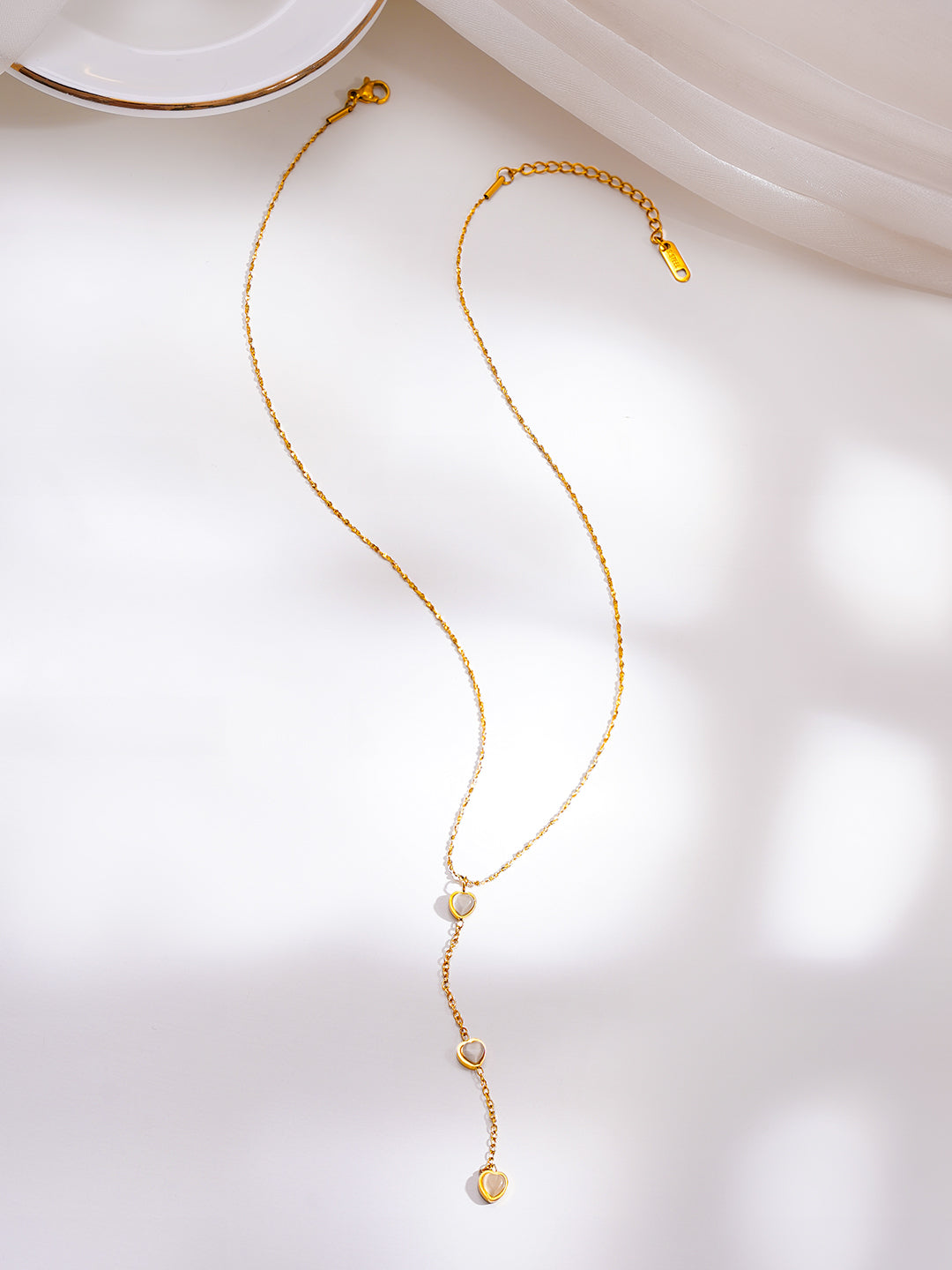 Demi Fine 18K Gold Plated Stainless Steel Heart Pearl Drop Necklace フリーサイズ