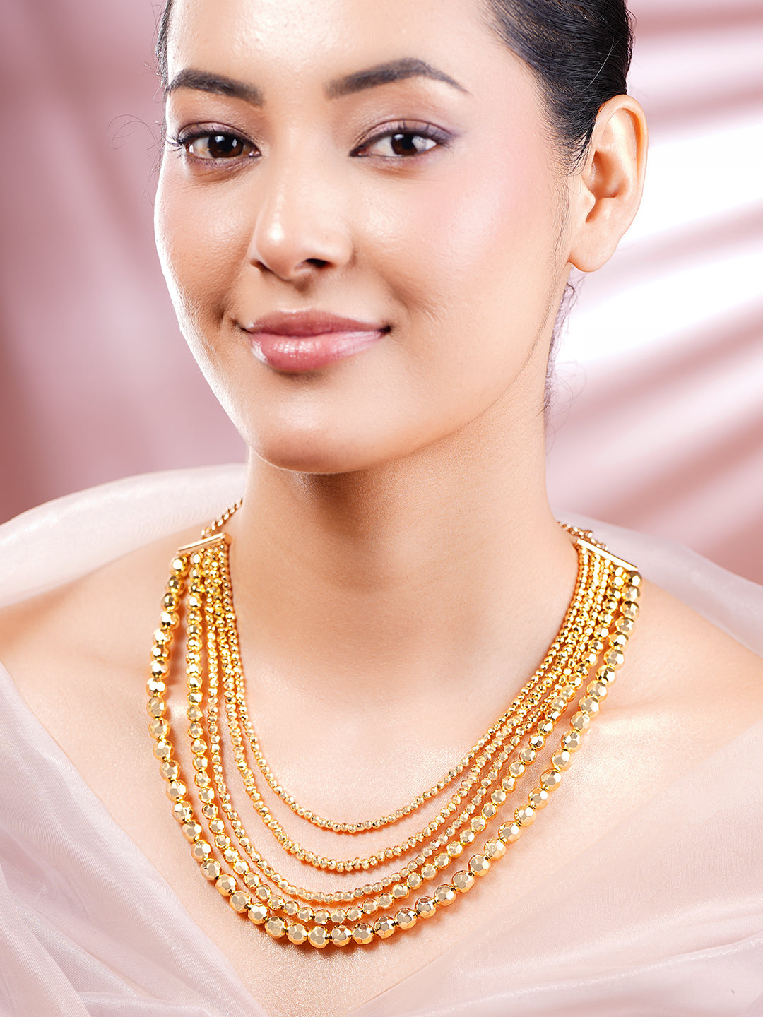 【Rubans】 Gold Plated Multi Layered Necklace｜ゴールドメッキ マルチレイヤード ネックレス