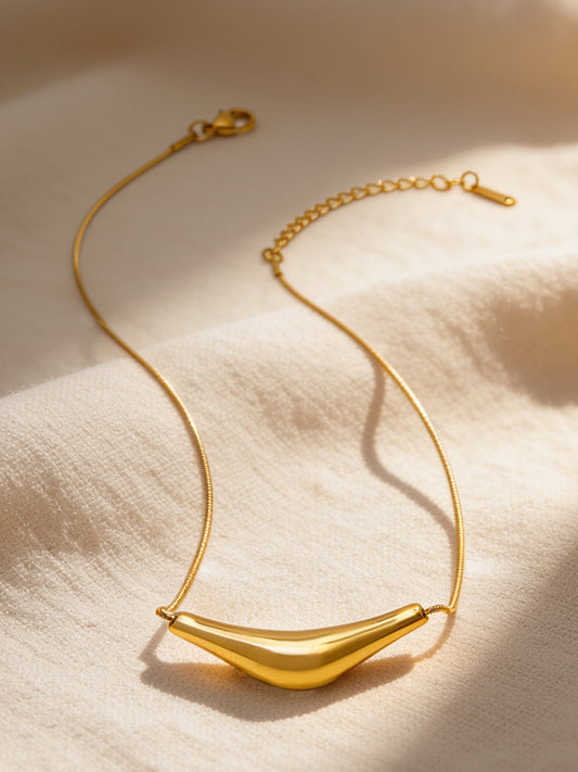 Demi Fine 18K Gold Plated Stainless steel Golden Wave Statement Necklace Length - 19 cm