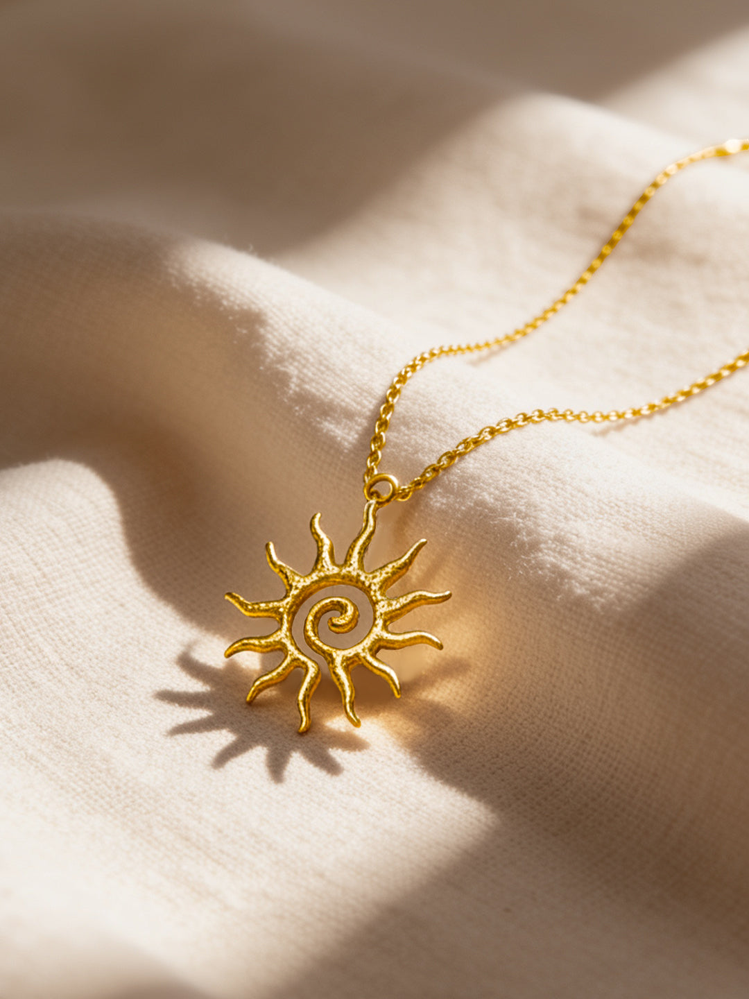 Demi Fine 18K Gold Plated Stainless steel Sun Charm Fine Pendant Chain Necklace Length - 42.8 cm