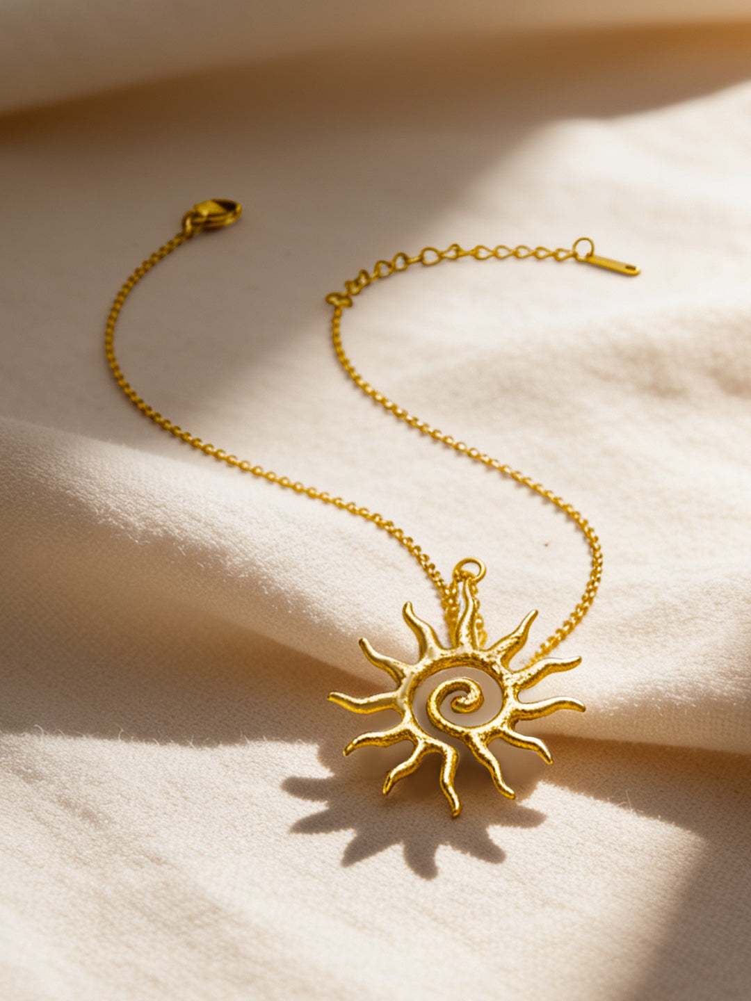 Demi Fine 18K Gold Plated Stainless steel Sun Charm Fine Pendant Chain Necklace Length - 42.8 cm