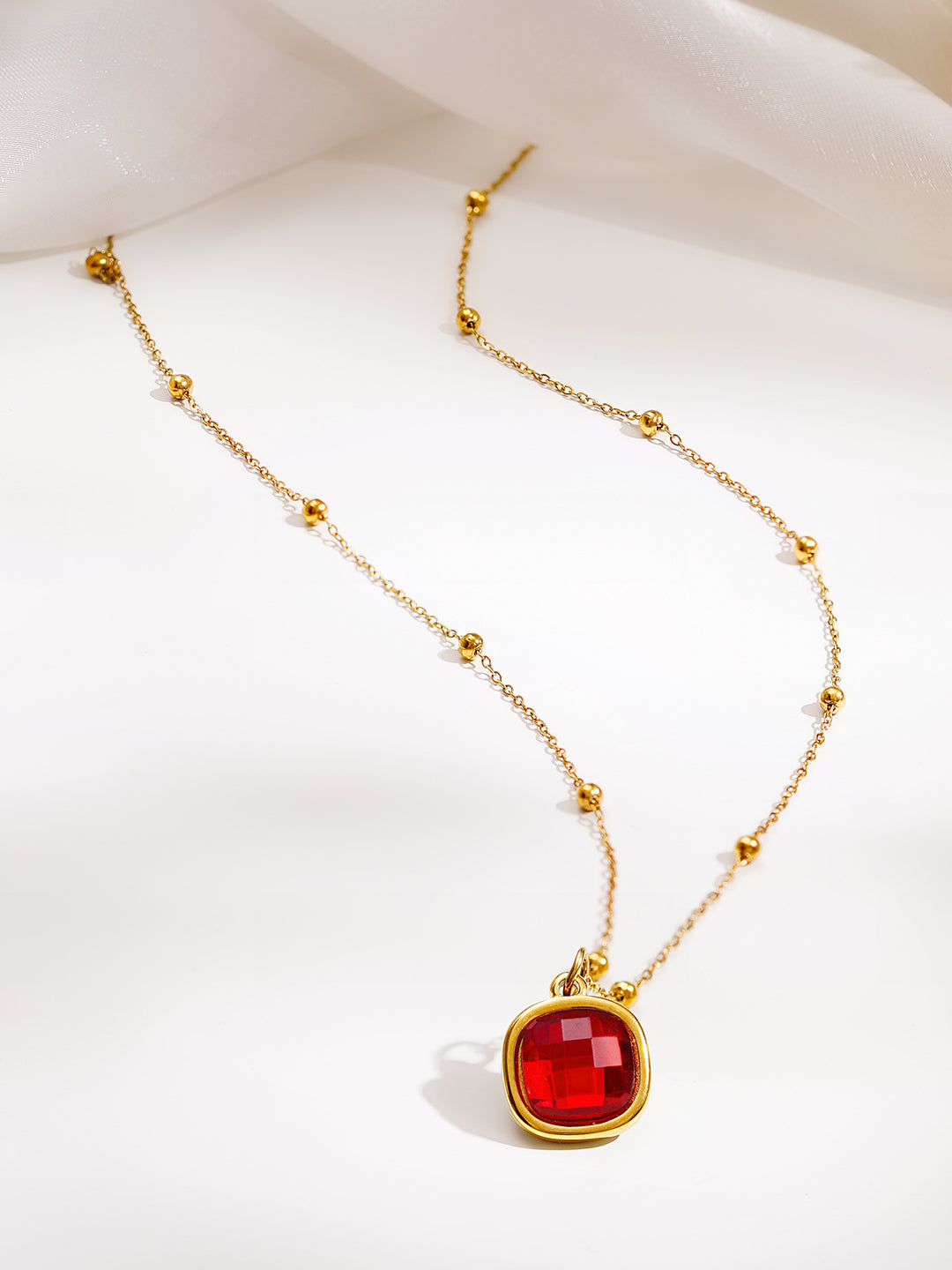 Demi Fine 18K Gold Plated Stainless steel Ruby Crush Pendant Chain Length - 21 cm