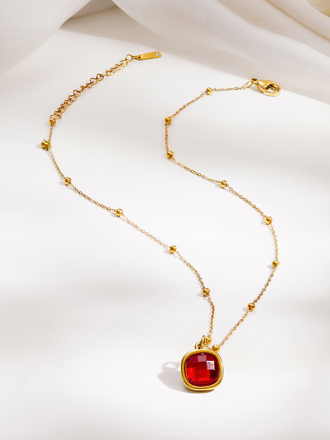 Demi Fine 18K Gold Plated Stainless steel Ruby Crush Pendant Chain Length - 21 cm