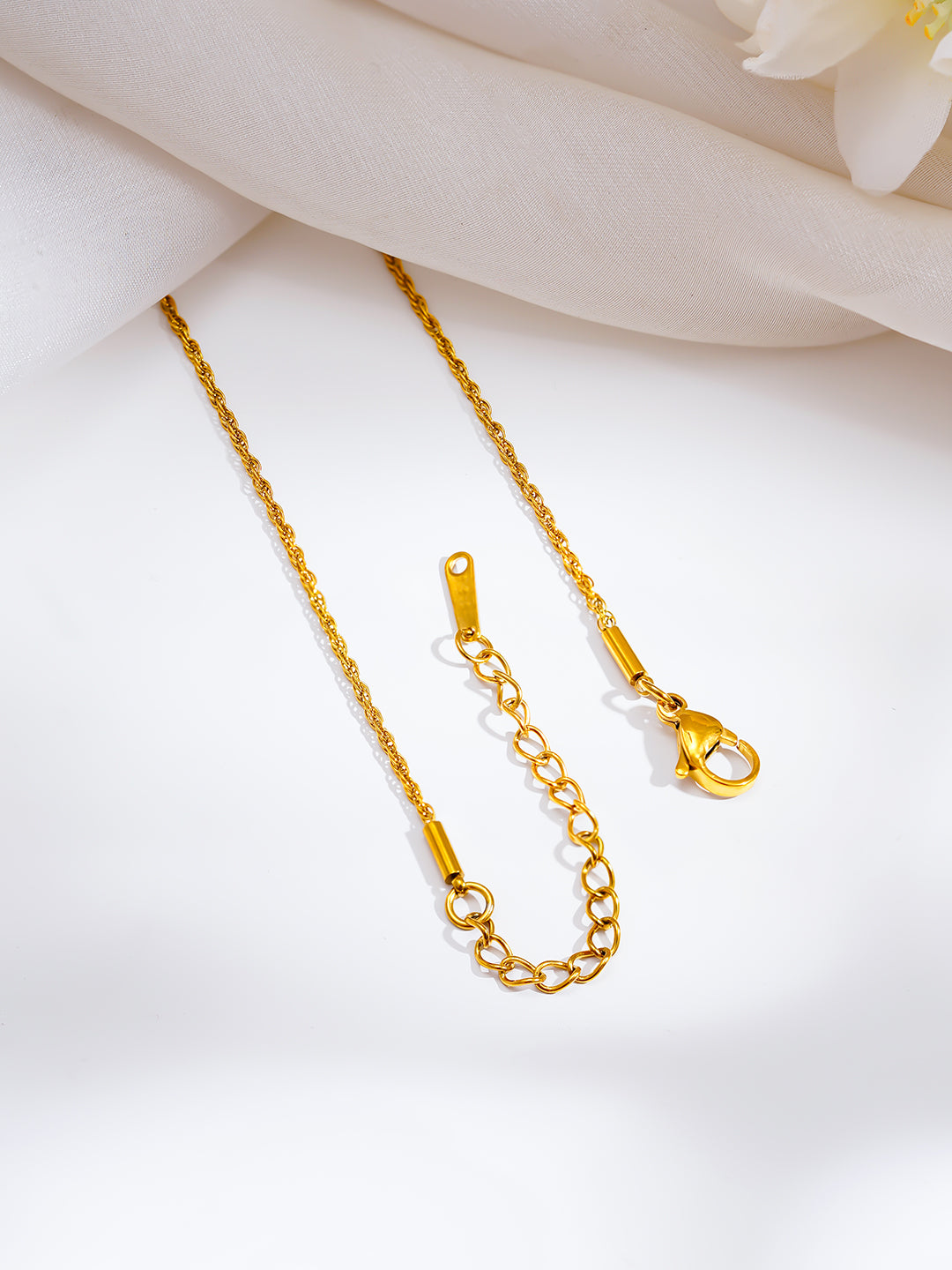 Demi Fine 18K Gold Plated Stainless steel Teardrop Ruby Charm Pendant Chain Length - 21.5 cm
