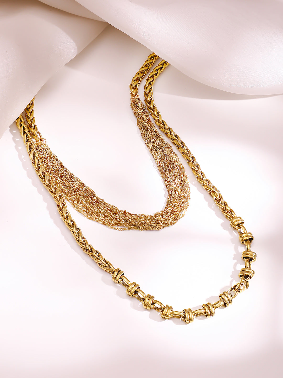 【Rubans】 Gold Plated Dual Layered Necklace｜ゴールドメッキ デュアルレイヤー ネックレス