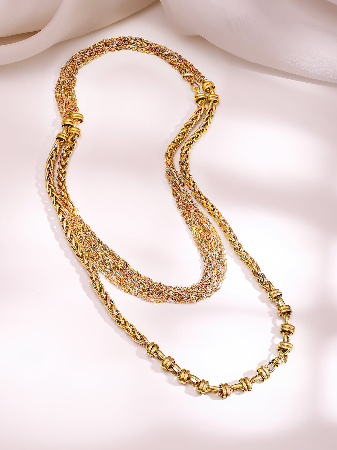 【Rubans】 Gold Plated Dual Layered Necklace｜ゴールドメッキ デュアルレイヤー ネックレス