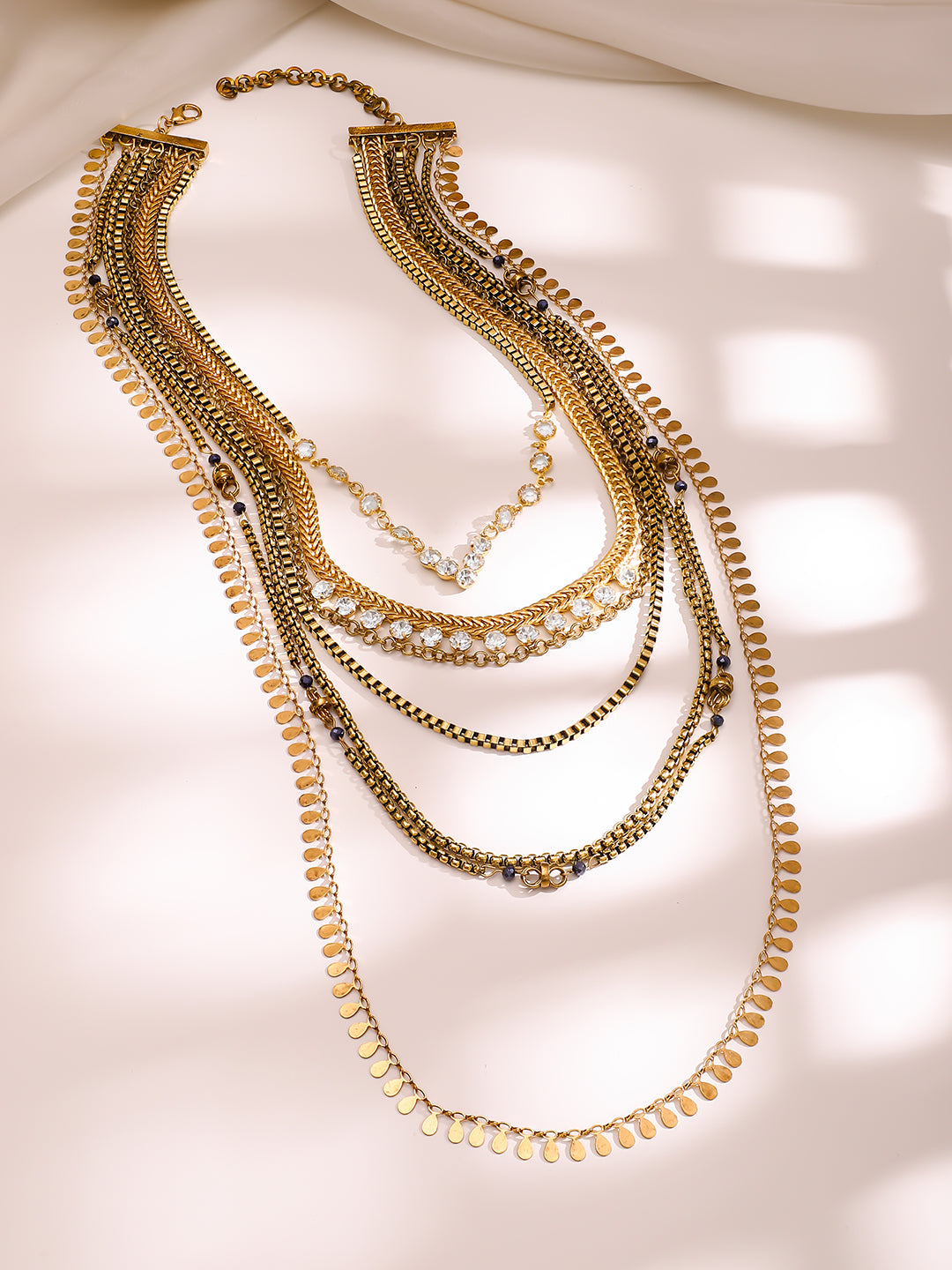 【Rubans】 Gold Plated Layered Cascade Statement Necklace｜ゴールドメッキ レイヤード カスケード ステートメント ネックレス
