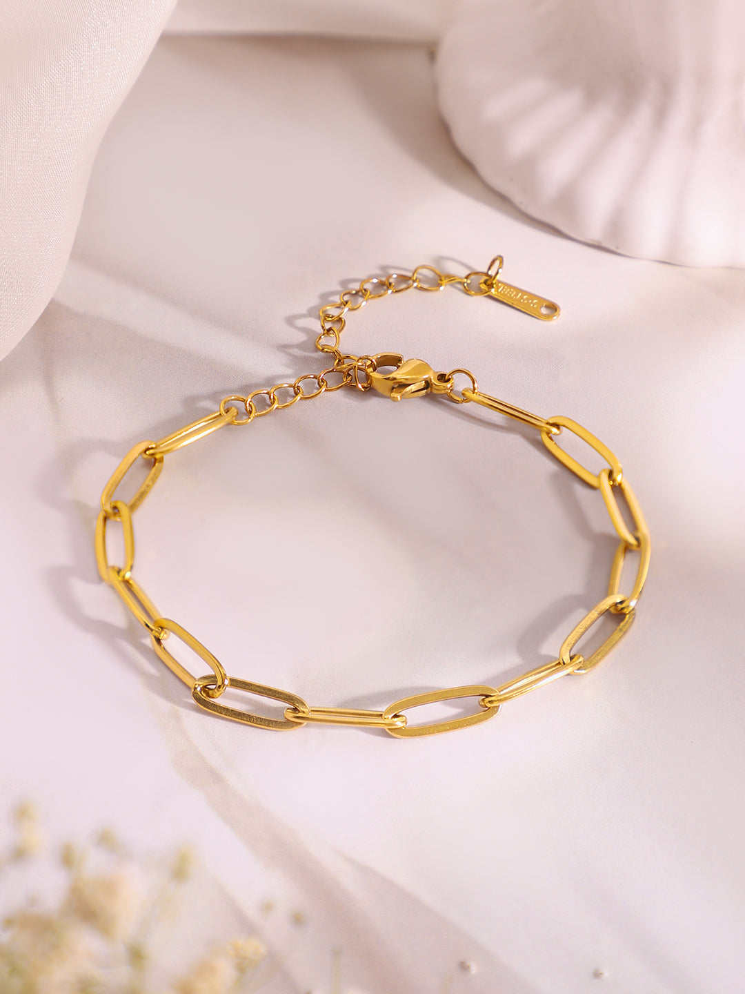 Demi Fine 18K Gold Plated Stainless Steel Paperclip Necklace & Bracelet Set フリーサイズ