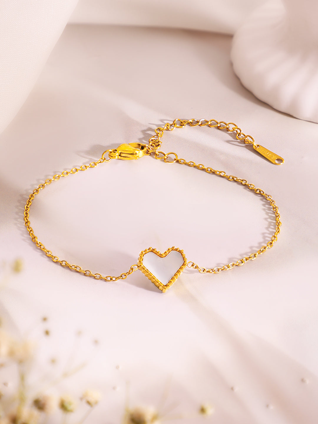 Demi Fine 18k Gold Plated Stainless Steel Heart Pendant & Bracelet Set フリーサイズ