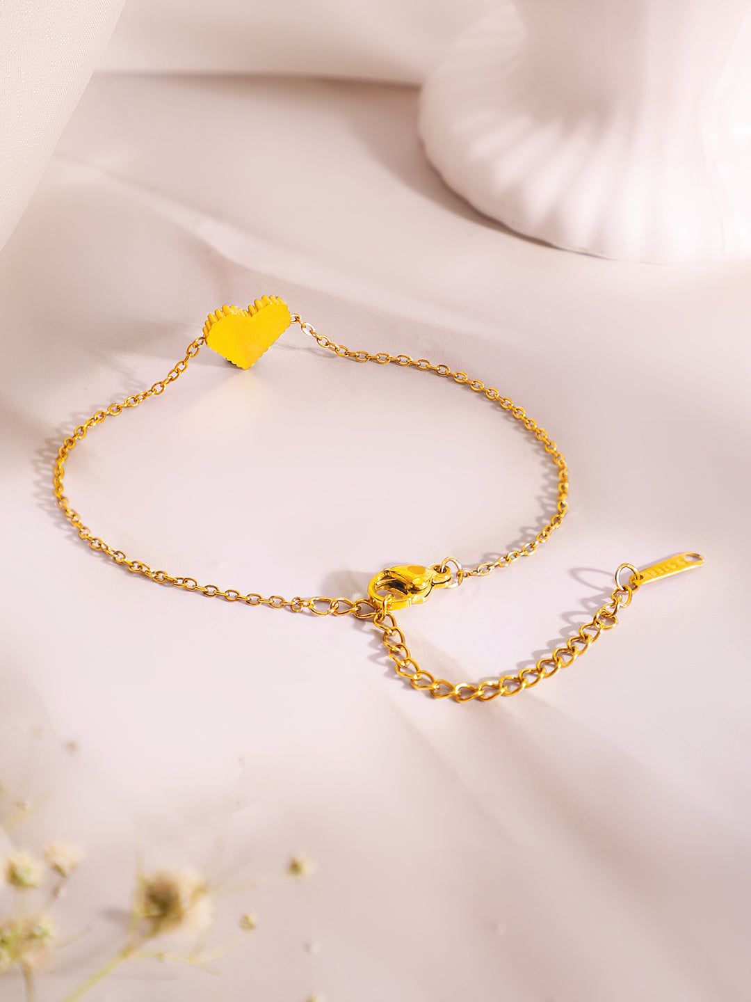 Demi Fine 18k Gold Plated Stainless Steel Heart Pendant & Bracelet Set フリーサイズ