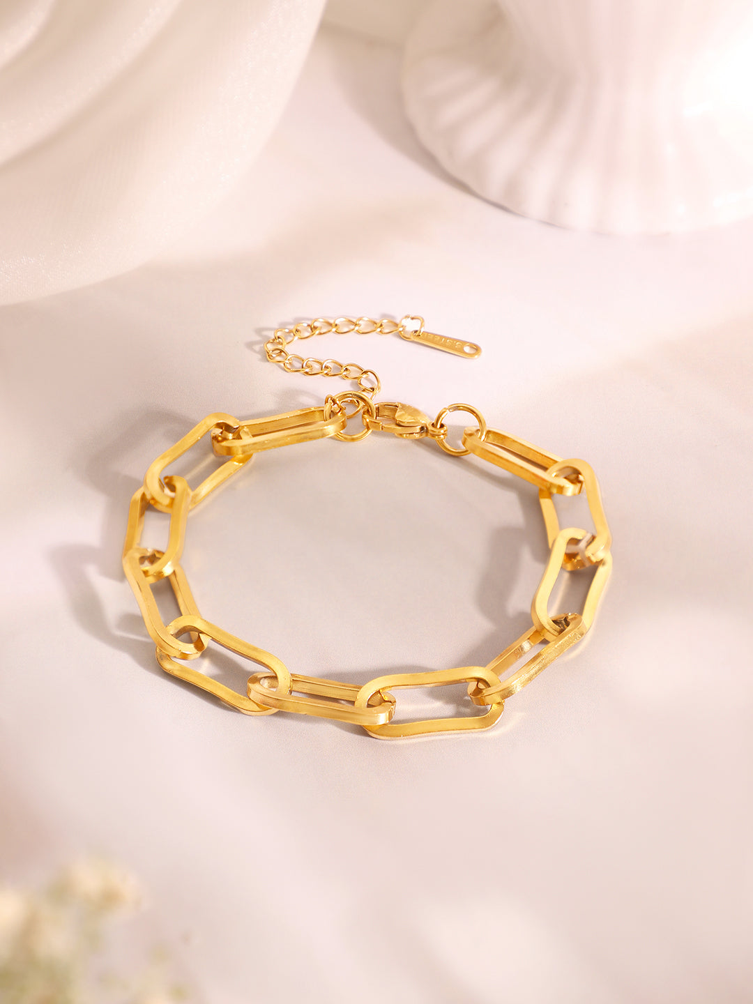 Demi Fine 18k Gold Plated Stainless Steel Paperclip Necklace & Bracelet Set フリーサイズ