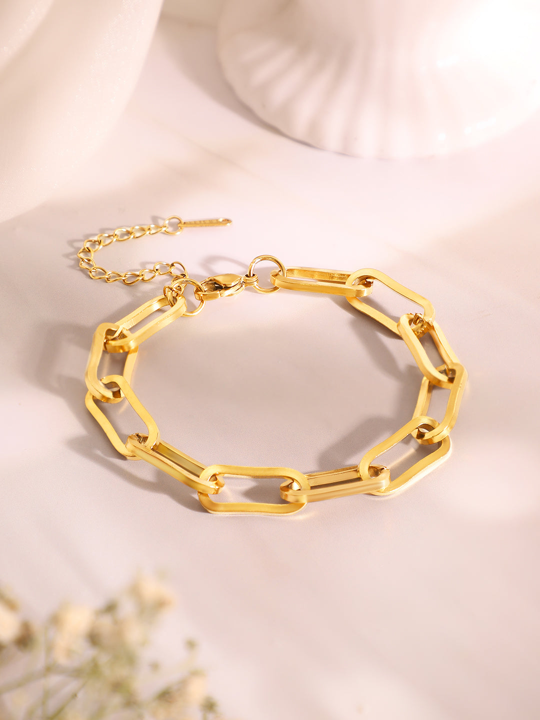 Demi Fine 18k Gold Plated Stainless Steel Paperclip Necklace & Bracelet Set フリーサイズ