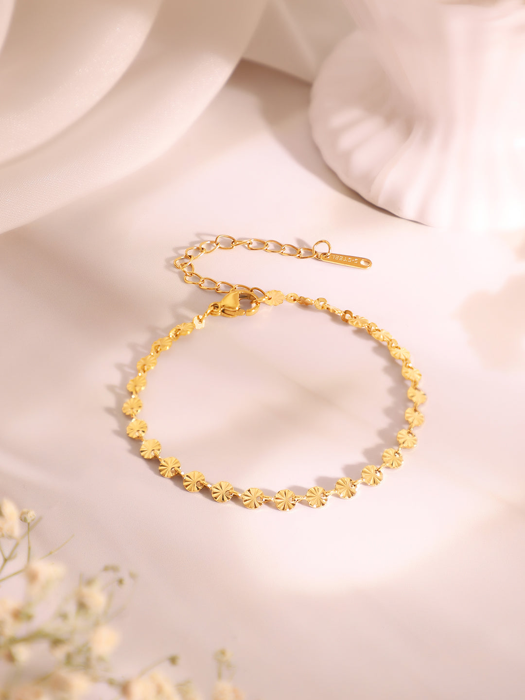 Demi Fine 18k Gold Plated Stainless Steel Textured Necklace & Bracelet Set フリーサイズ